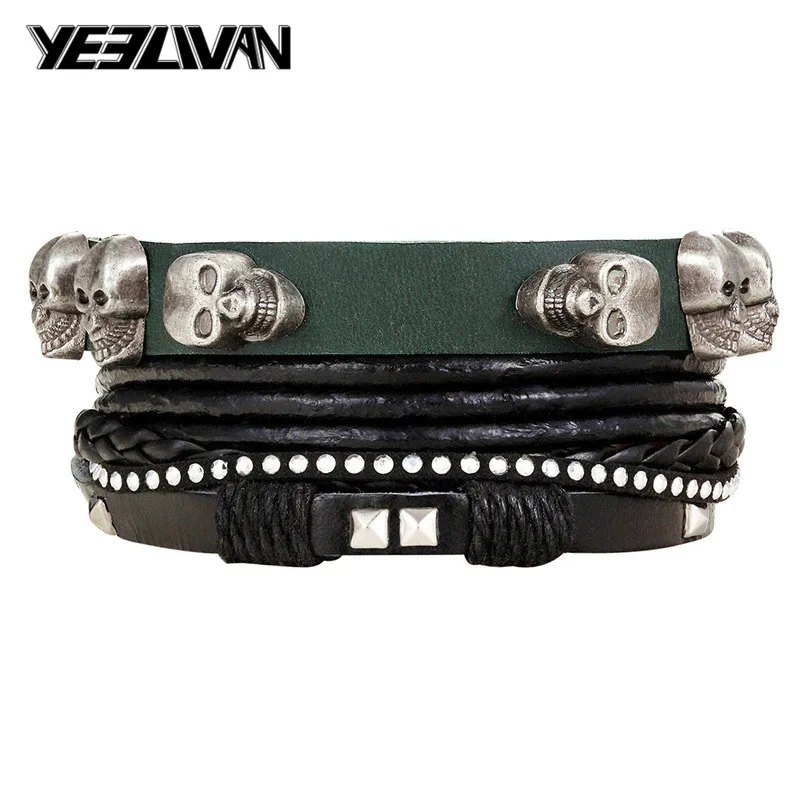Fashion Leather Multilayer Bracelets for Men Vintage Punk Skull Beads Handmade Rope Wrap Charm Bracelets & Bangles Best Gifts
Fashion Leather Multilayer Bracelets for Men Vintage Punk Skull Beads Handmade Rope Wrap Charm Bracelets & Bangles Best Gifts
