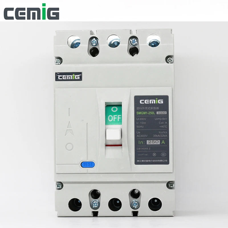 Cemig High quality moulded case Circuit Breaker molded case MCCB SMGM1-63L 50/60Hz 250A 3P
Cemig High quality moulded case Circuit Breaker molded case MCCB SMGM1-63L 50/60Hz 250A 3P