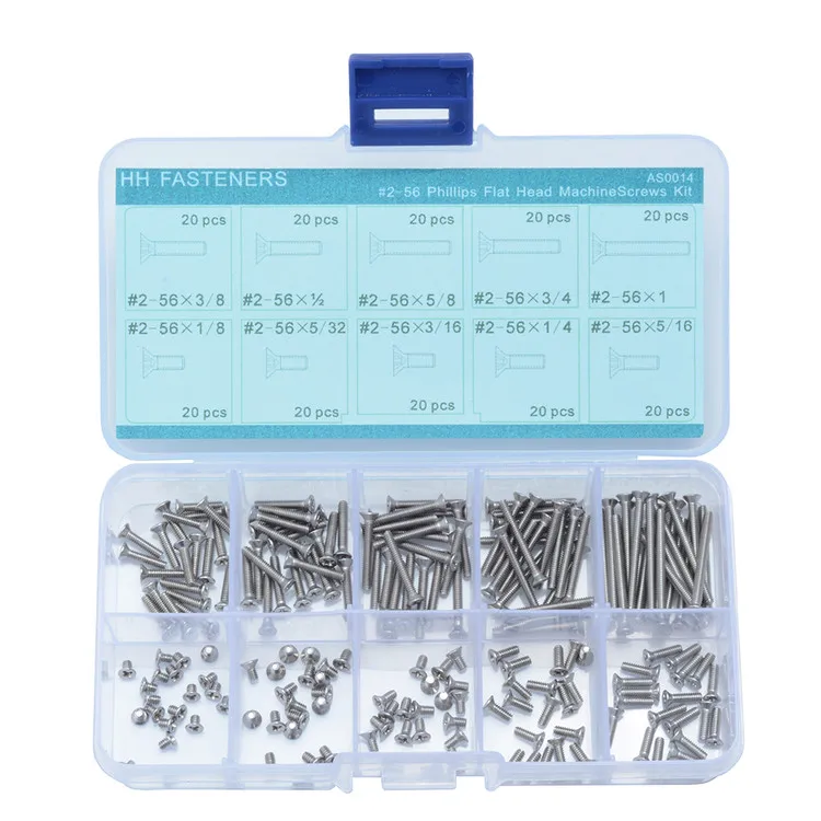 200 шт. #2 56 UNC Phillips Набор винтов с плоской головкой из нержавеющей стали|machine screws|screw