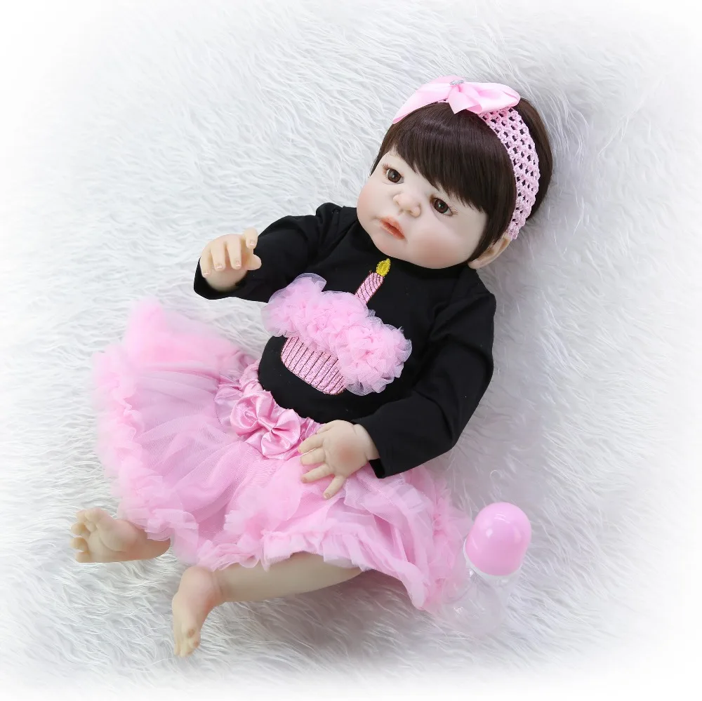 

55cm Full Silicone Body Reborn Baby Doll Toy For Girl Vinyl Newborn Princess bebe alive reborn Boneca Bathe Toy Birthday Gift