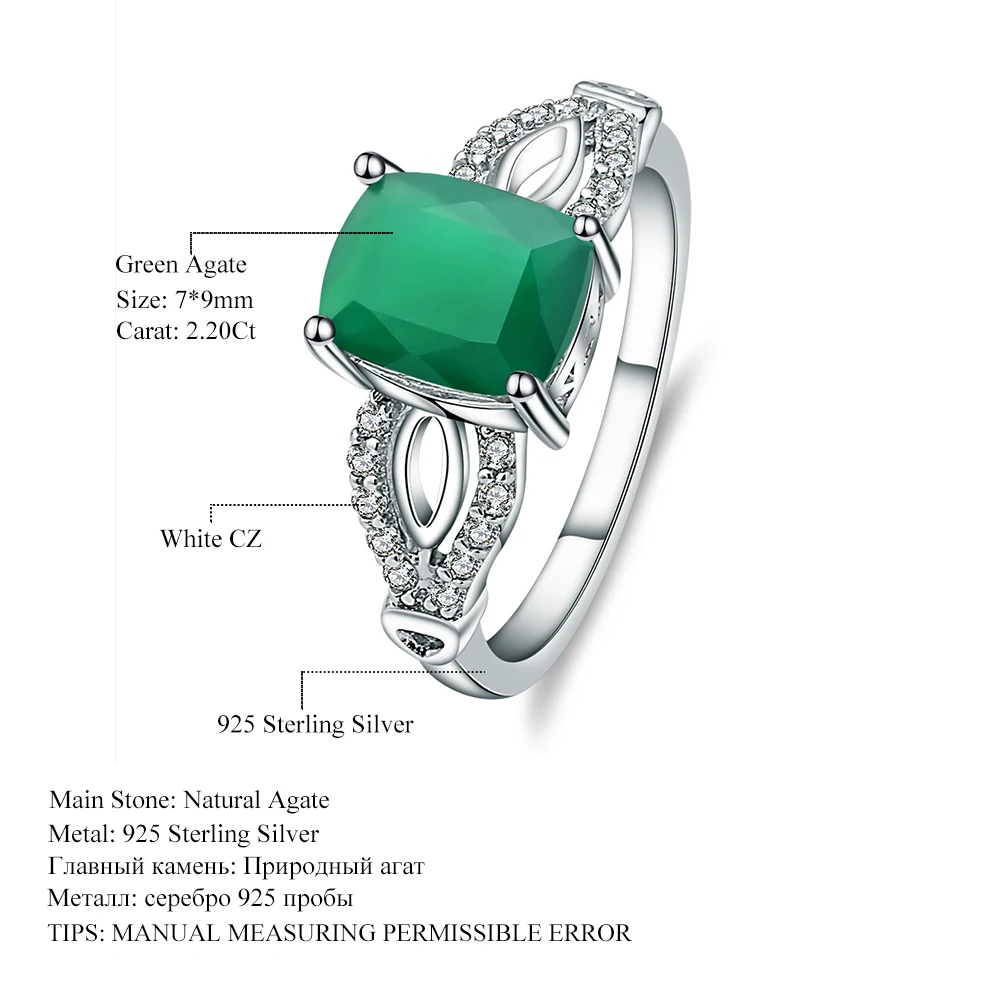 Gem's Ballet 2.2Ct Natural Green Agate Gemstone Ring Solid 925 Sterling Silver Fine Jewelry For Women Wedding Engagement Rings
Gem's Ballet 2.2Ct Natural Green Agate Gemstone Ring Solid 925 Sterling Silver Fine Jewelry For Women Wedding Engagement Rings