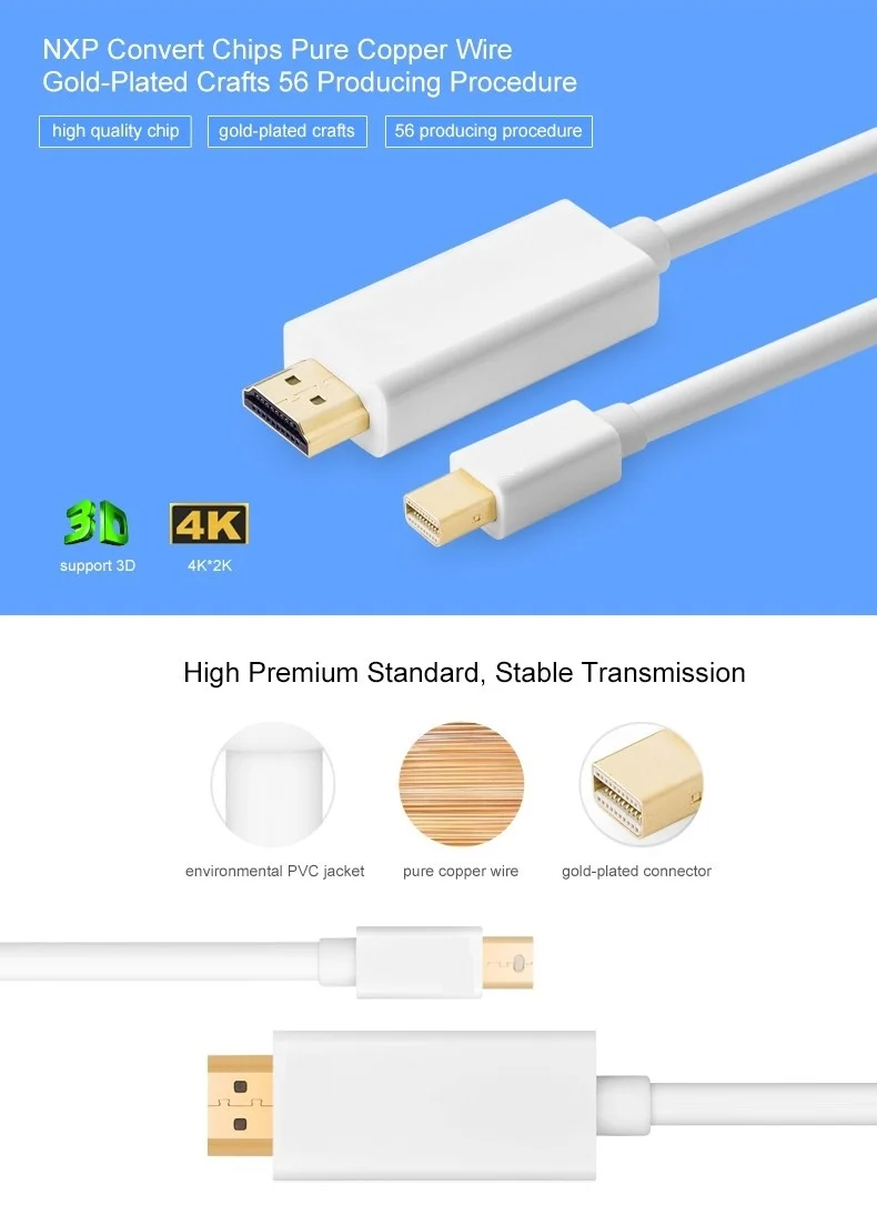 Адаптер 6 футов 1 8 м с интерфейсом Thunderbolt|mini dp to hdmi|dp hdmi cablehdmi cable |