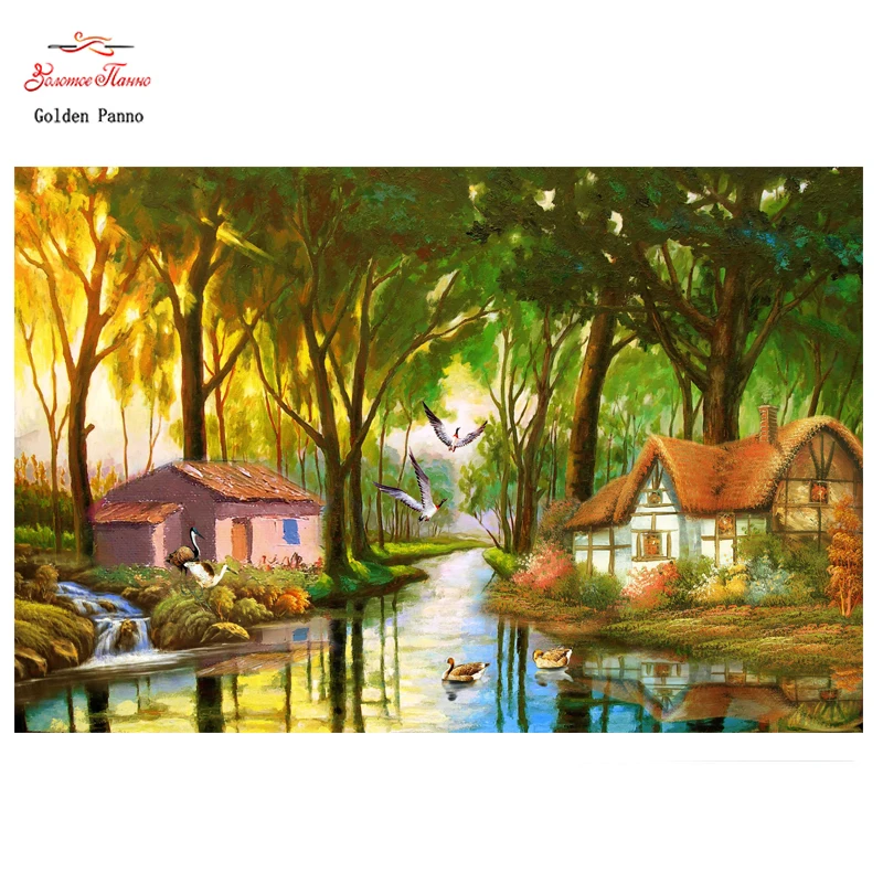 Golden Panno Needlework DIY DMC Cross stitch Sets For Embroidery kit tree river nature home decoration Counted Cross-Stitching 7
Golden Panno Needlework DIY DMC Cross stitch Sets For Embroidery kit tree river nature home decoration Counted Cross-Stitching 7