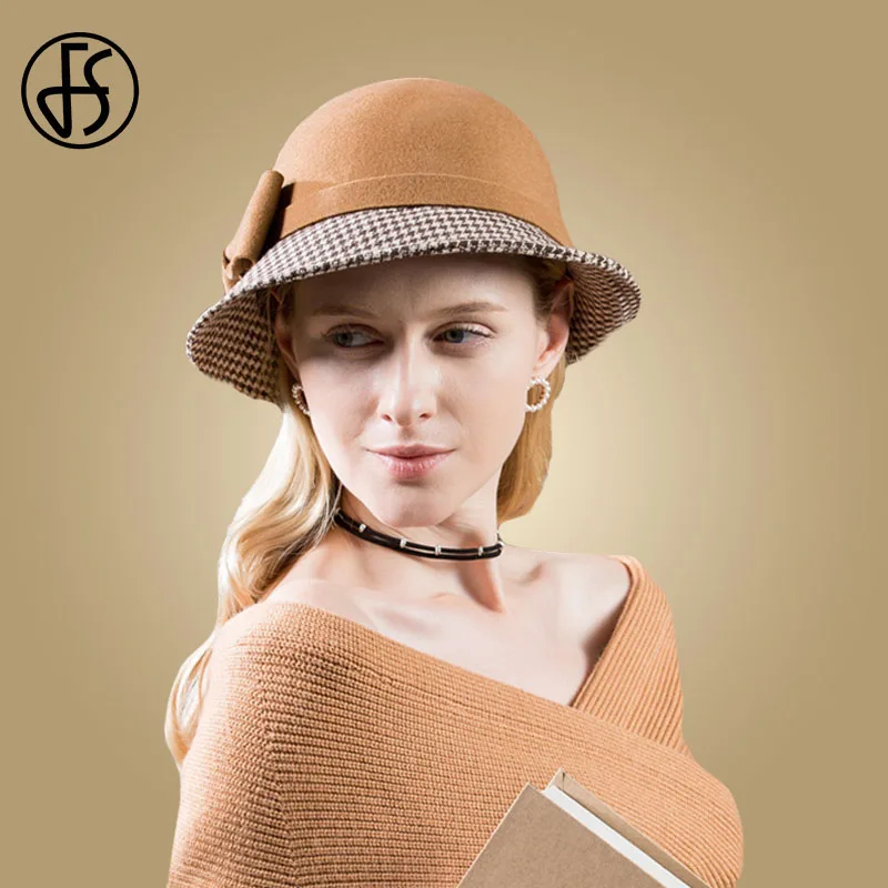 FS Women Vintage 100% Wool Felt Fedora Hat Formal Hats For Women Elegant Black Khaki Ladies Wide Brim Bow Cloche Hat Round Cap
FS Women Vintage 100% Wool Felt Fedora Hat Formal Hats For Women Elegant Black Khaki Ladies Wide Brim Bow Cloche Hat Round Cap