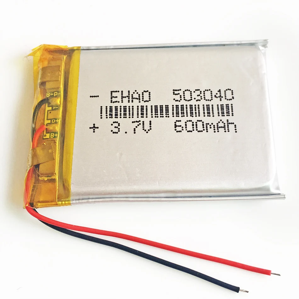 3.7V 600mAh battery 503040 Lithium Polymer Rechargeable Battery Li Po li ion For Mp3 DVD Camera GPS PSP bluetooth electronics
3.7V 600mAh battery 503040 Lithium Polymer Rechargeable Battery Li Po li ion For Mp3 DVD Camera GPS PSP bluetooth electronics
