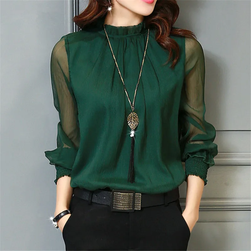 Chiffon Blouse 2018 New Women Tops Long Sleeve Stand Neck Work Wear Shirts Elegant Lady Blouses Casual Solid Color
Chiffon Blouse 2018 New Women Tops Long Sleeve Stand Neck Work Wear Shirts Elegant Lady Blouses Casual Solid Color