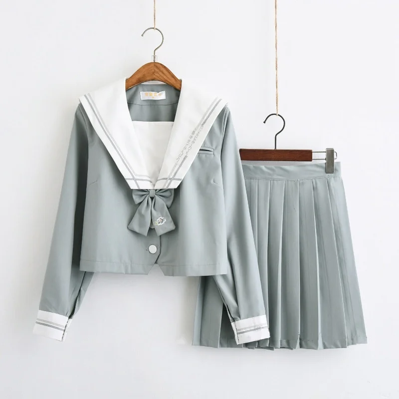 Japanese School Uniform For Girls Sailor Tops+Tie+Skirt Navy Style Students Clothes For Girl Plus size Lala Cheerleader clothing
Japanese School Uniform For Girls Sailor Tops+Tie+Skirt Navy Style Students Clothes For Girl Plus size Lala Cheerleader clothing
