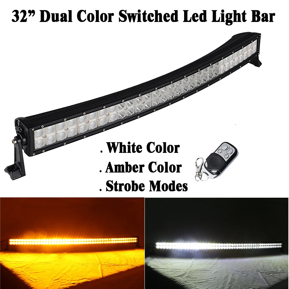 32" inch 180W Dual Color Switched White Amber Strobeflash Led Curved Work Light Bar Offroad SUV Truck Remote Green/Blue/Red
32" inch 180W Dual Color Switched White Amber Strobeflash Led Curved Work Light Bar Offroad SUV Truck Remote Green/Blue/Red
