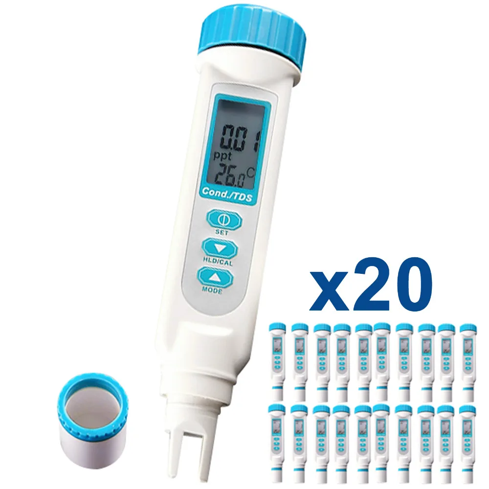 20 pieces x Digital Conductivity TDS Meter ppm ppt uS mS C/F Pool Spa Pen-type Water Quality 3-in-1 Tester
20 pieces x Digital Conductivity TDS Meter ppm ppt uS mS C/F Pool Spa Pen-type Water Quality 3-in-1 Tester
