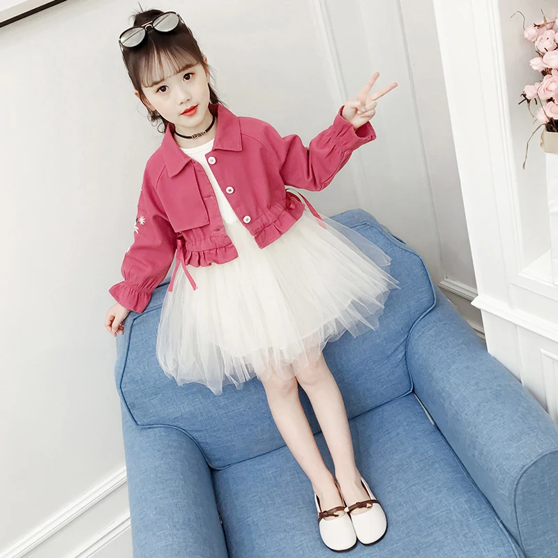 Autumn Spring Fashion Girls Clothing Sets Cotton Long Sleeve Dress + Denim Jackets Outfit Girls Fashion Suit Kids Clothes LZ142
Autumn Spring Fashion Girls Clothing Sets Cotton Long Sleeve Dress + Denim Jackets Outfit Girls Fashion Suit Kids Clothes LZ142