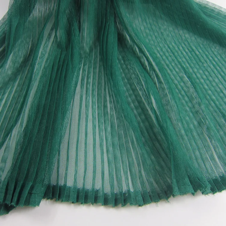 5Metres 158cm Width Evening Gowns Pleated Mesh Fabric Green Crumpled Tulle Net For Skirt Dress Organ Folded Gauze | Дом и сад