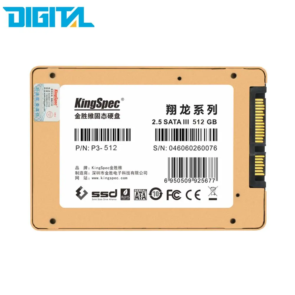 KingSpec P3 512 SATA III 3 0 2 5 "2 дюйма Гб 3D MLC цифровой SSD твердотельный накопитель кэш 512M