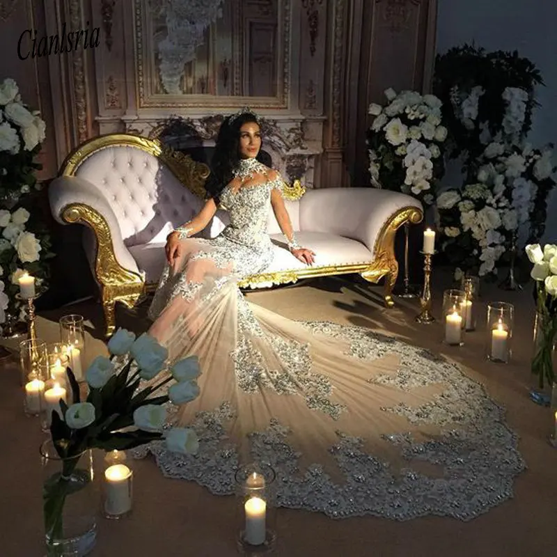 Luxury High Neck Dubai Arabic Mermaid Wedding Dress 2020 Beading Crystal Appliques Long Sleeve Islamic Saudi Wedding Dresses
Luxury High Neck Dubai Arabic Mermaid Wedding Dress 2020 Beading Crystal Appliques Long Sleeve Islamic Saudi Wedding Dresses