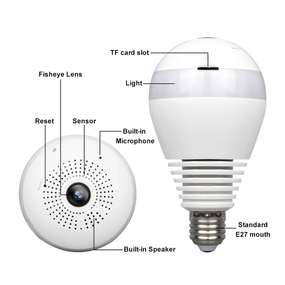 3 LED Wifi Bulb Camera 1080P Wireless 360 Degrees Panoramic Home Security CCTV Fisheye Two Way Audio Lamp IP Bulb Camera
3 LED Wifi Bulb Camera 1080P Wireless 360 Degrees Panoramic Home Security CCTV Fisheye Two Way Audio Lamp IP Bulb Camera