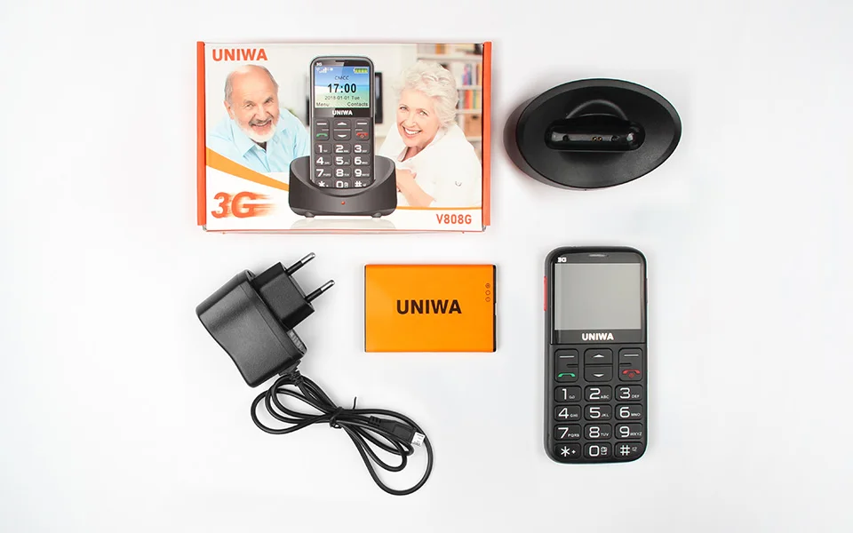 Uniwa V808G Mobile Phone 3G WCDMA SOS Button 1400mAh 2.31" Screen Old Man Flashlight Torch Cellphone
Uniwa V808G Mobile Phone 3G WCDMA SOS Button 1400mAh 2.31" Screen Old Man Flashlight Torch Cellphone