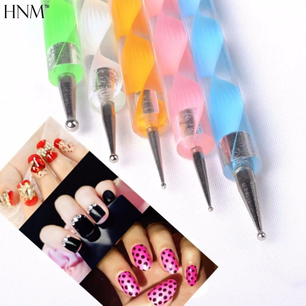 Hnm 5 шт. 2way Pen расставить Дизайн ногтей Инструменты 3D Ручка Картина Маникюр УФ гель