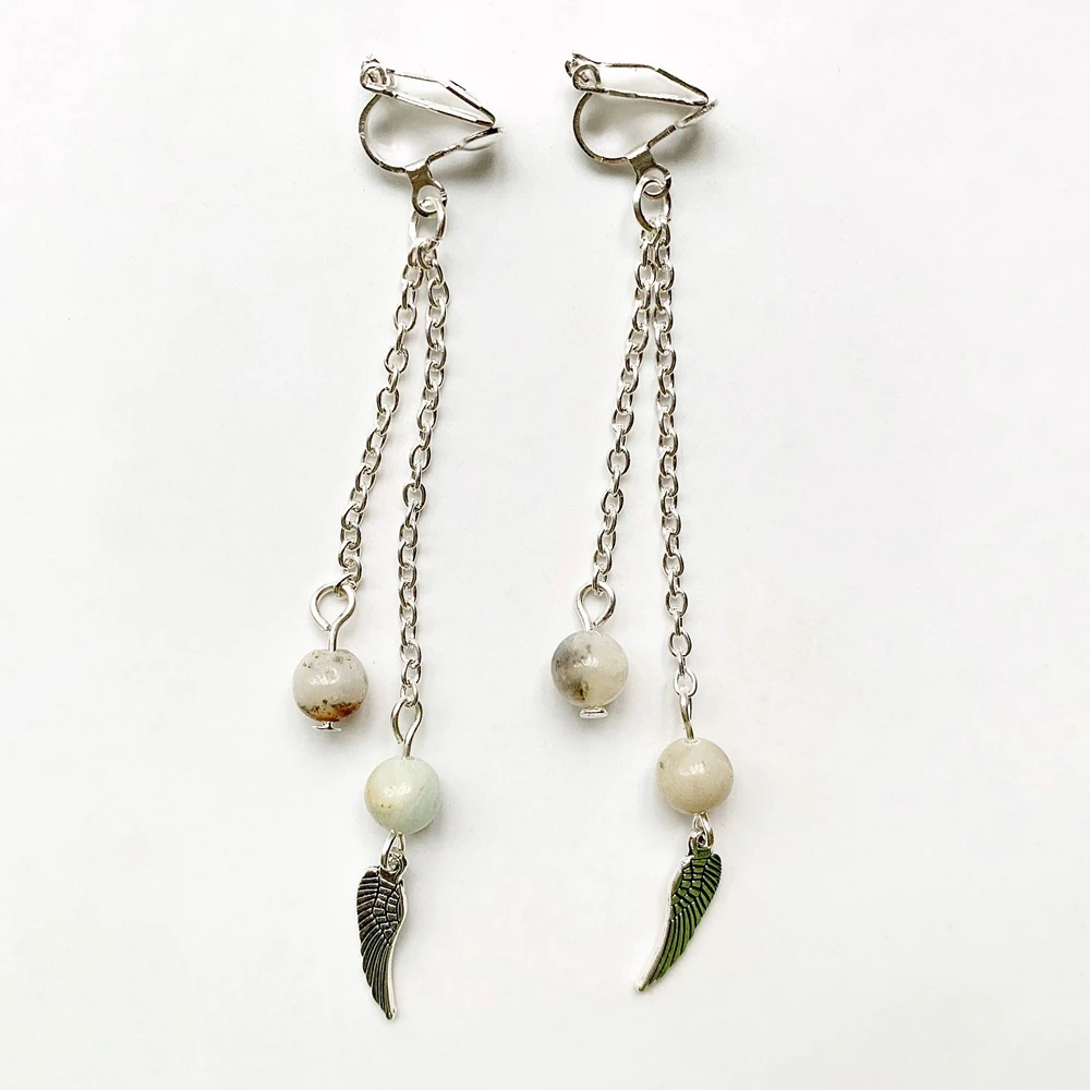 Silver-color Clip-on Earrings for Girls Beads Angel Wing Charms Pendant Long Tassel Dangle Earing Clips Without Piercing
Silver-color Clip-on Earrings for Girls Beads Angel Wing Charms Pendant Long Tassel Dangle Earing Clips Without Piercing