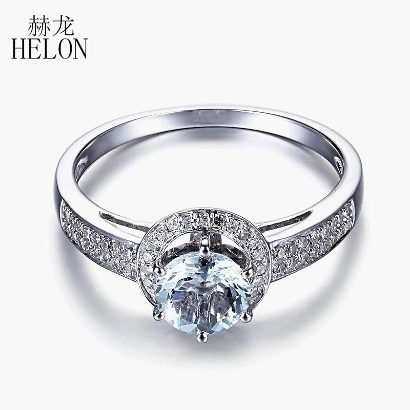 Кольцо HELON, белое золото 10 карат, 6 мм, круглая огранка, Натуральный аквамарин натуральные бриллианты, обручальное кольцо с ореолом
Кольцо HELON, белое золото 10 карат, 6 мм, круглая огранка, Натуральный аквамарин натуральные бриллианты, обручальное кольцо с ореолом
