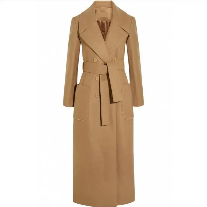 autumn winter fashion camel belt Women wool blends coat slim turn-down collar long woolen coat
autumn winter fashion camel belt Women wool blends coat slim turn-down collar long woolen coat