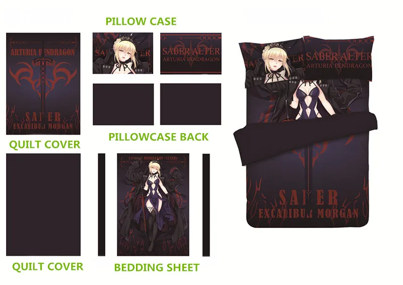 Anime BEDDING SETS fate stay night/fate grand order Soft Saber Printed Bedding Set With Pillow Cases Bed Sheet Duvet Cover Set
Anime BEDDING SETS fate stay night/fate grand order Soft Saber Printed Bedding Set With Pillow Cases Bed Sheet Duvet Cover Set