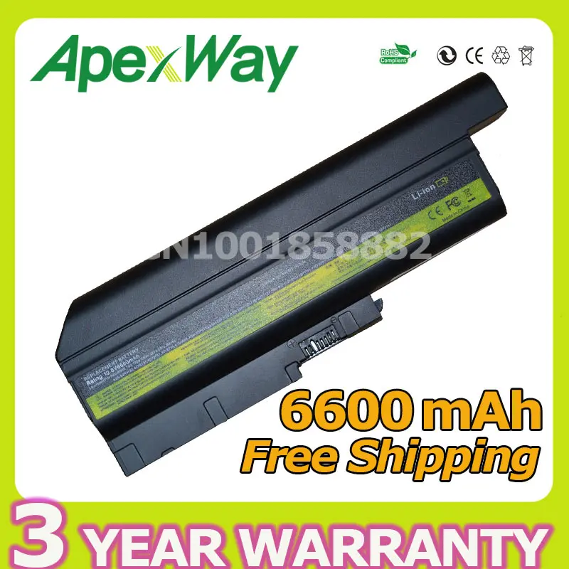Apexway 9 cells Laptop Battery For IBM ThinkPad R60 R60e Z60m Z61e 42T5233 FRU 92P1127 for ThinkPad R500 T500 W500
Apexway 9 cells Laptop Battery For IBM ThinkPad R60 R60e Z60m Z61e 42T5233 FRU 92P1127 for ThinkPad R500 T500 W500