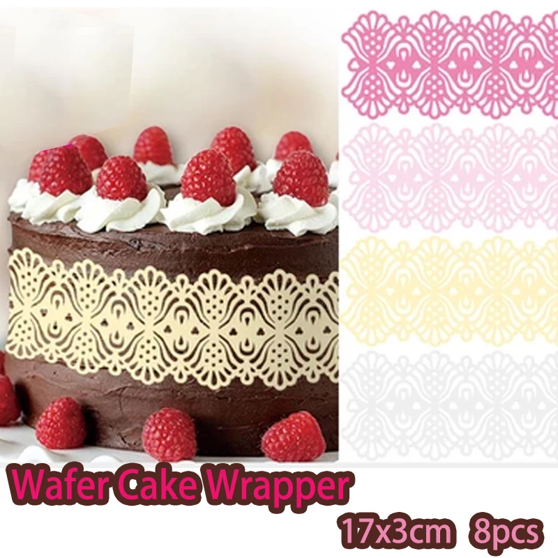 8pcs Edible Wafer Lace Cake Wrapper, 17x3cm Wedding Lace Cake idea decoration,edible paper for cupcake decoration
8pcs Edible Wafer Lace Cake Wrapper, 17x3cm Wedding Lace Cake idea decoration,edible paper for cupcake decoration