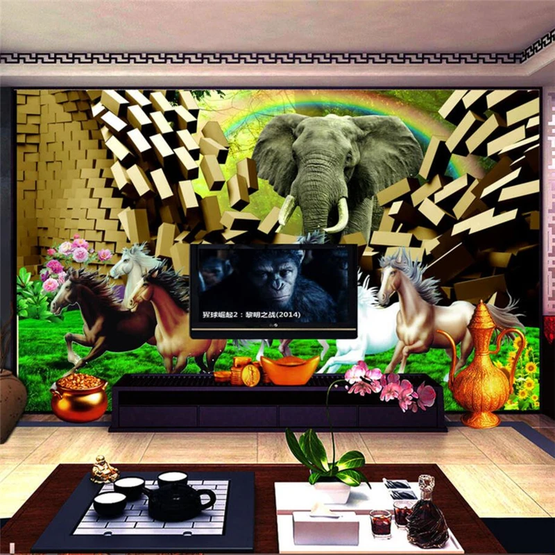 beibehang Custom 3D wallpaper HD stereo 3D elephant horse landscape TV background wallpaper decoration
beibehang Custom 3D wallpaper HD stereo 3D elephant horse landscape TV background wallpaper decoration
