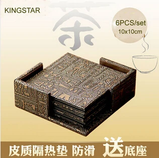 10x10 cm 6PCS/set square PU leather coffee cup coaster pad bar table mats coasters embossed ancient Egyptian patterns placemat
10x10 cm 6PCS/set square PU leather coffee cup coaster pad bar table mats coasters embossed ancient Egyptian patterns placemat