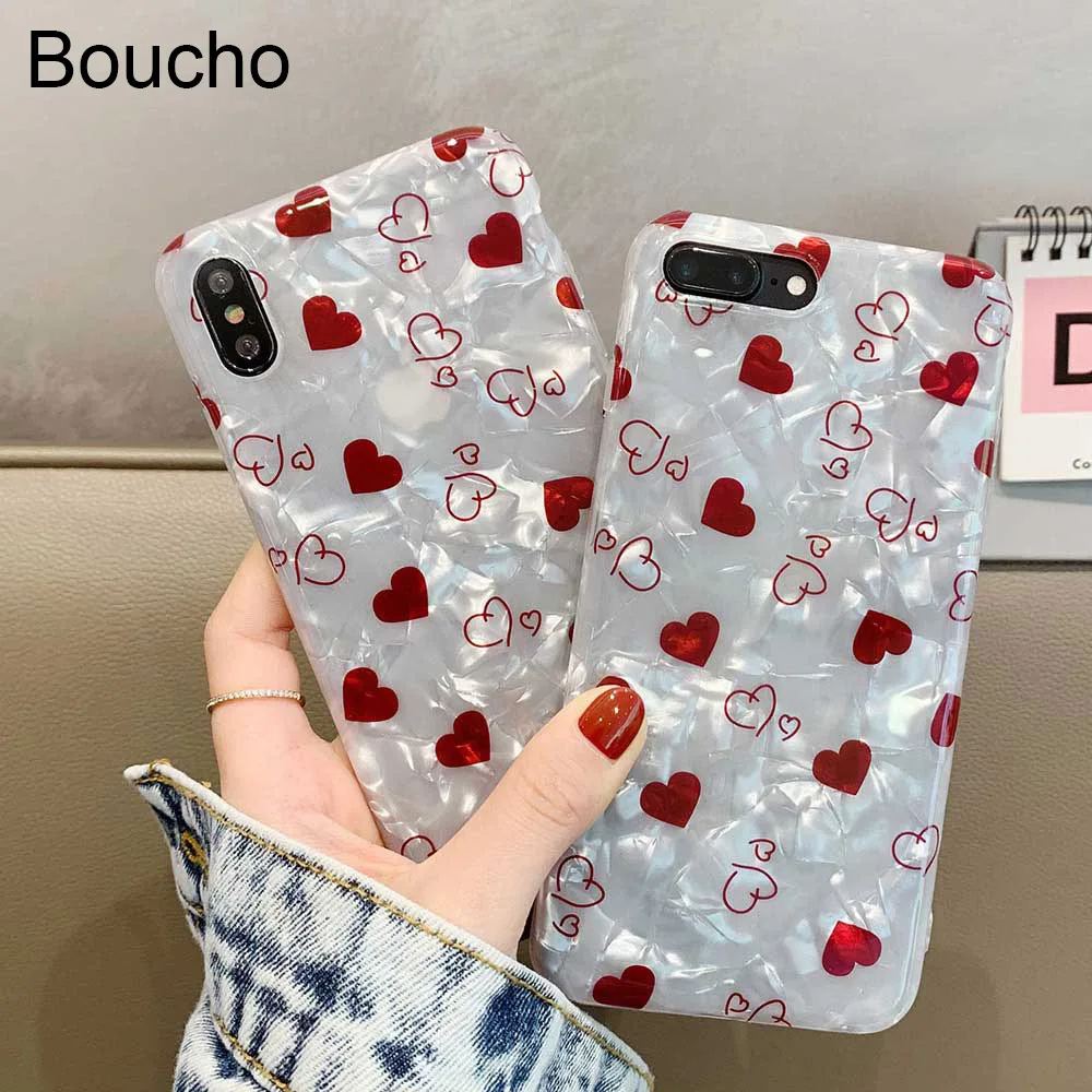 Чехол для телефона Boucho Love Heart Shape iphone XS MAX XR X мягкие чехлы телефонов 6 6s 7 8 Plus Модный