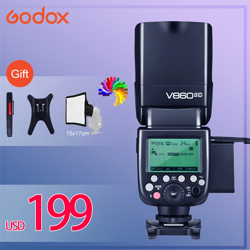 Godox V860II вспышка для камеры ttl HSS Speedlite Canon Nikon sony фужи Олимпус DSLR камера с