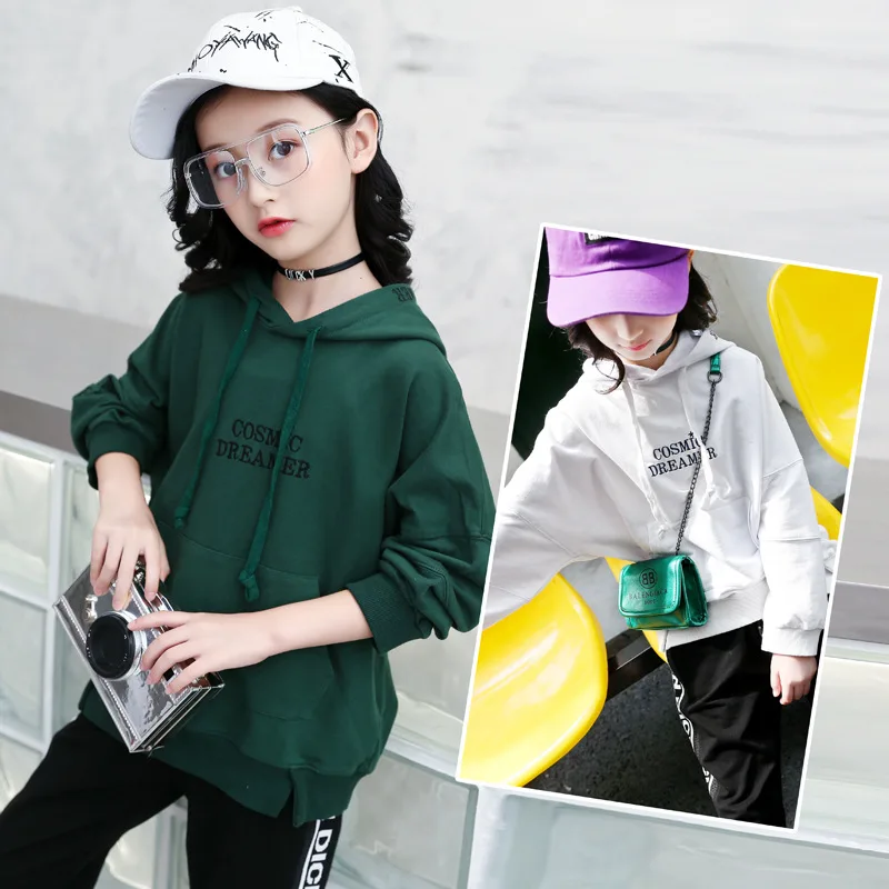 Girls 6-14 Y Spring Autumn Hooded Long Sleeve Letters Pattern Hoodies Fashion Casual Pure Cotton Loose Fit Girl Pullover Hoodies
Girls 6-14 Y Spring Autumn Hooded Long Sleeve Letters Pattern Hoodies Fashion Casual Pure Cotton Loose Fit Girl Pullover Hoodies