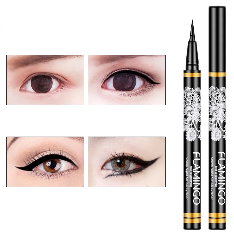 Free Shipping FLAMINGO Brand Eyeliner Beauty smooth water-resistance smudge-shield jet black volumizing liquid eyeliner 12006 |