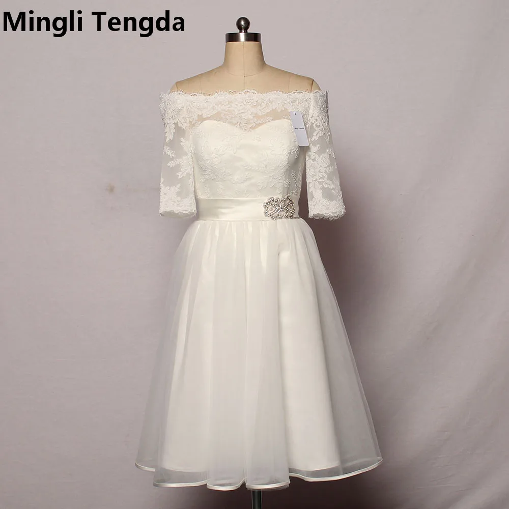 Mingli Tengda кружевное платье подружки невесты цвета слоновой кости короткое для