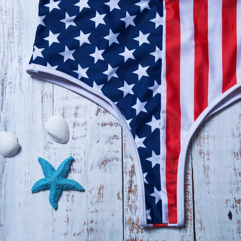 Женский купальник бикини из двух частей женский с американским флагом Свободный