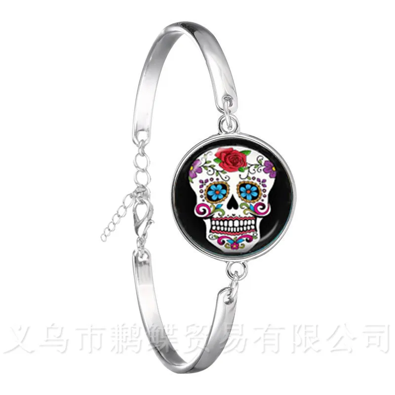Pinkycolor Skeleton Bracelet 18mm Glass Dome Time Gem Silver Plated Jewelry Day of the Dead Chain Bangle
Pinkycolor Skeleton Bracelet 18mm Glass Dome Time Gem Silver Plated Jewelry Day of the Dead Chain Bangle