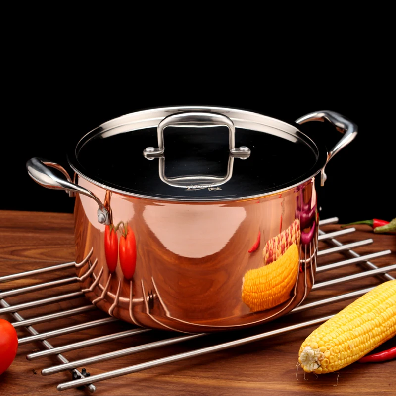 5500ml Cookware Hotpot Stock Pots Cookware Noodle Pot 3-ply Copper Inox Cooking Casserole
5500ml Cookware Hotpot Stock Pots Cookware Noodle Pot 3-ply Copper Inox Cooking Casserole