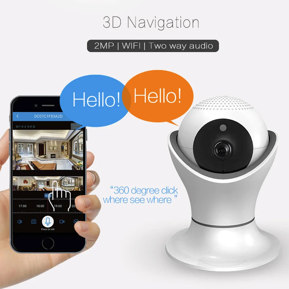 HD 1080P WIFI Беспроводная 2 канальная аудио камера CCTV приложение для iPhone Android
