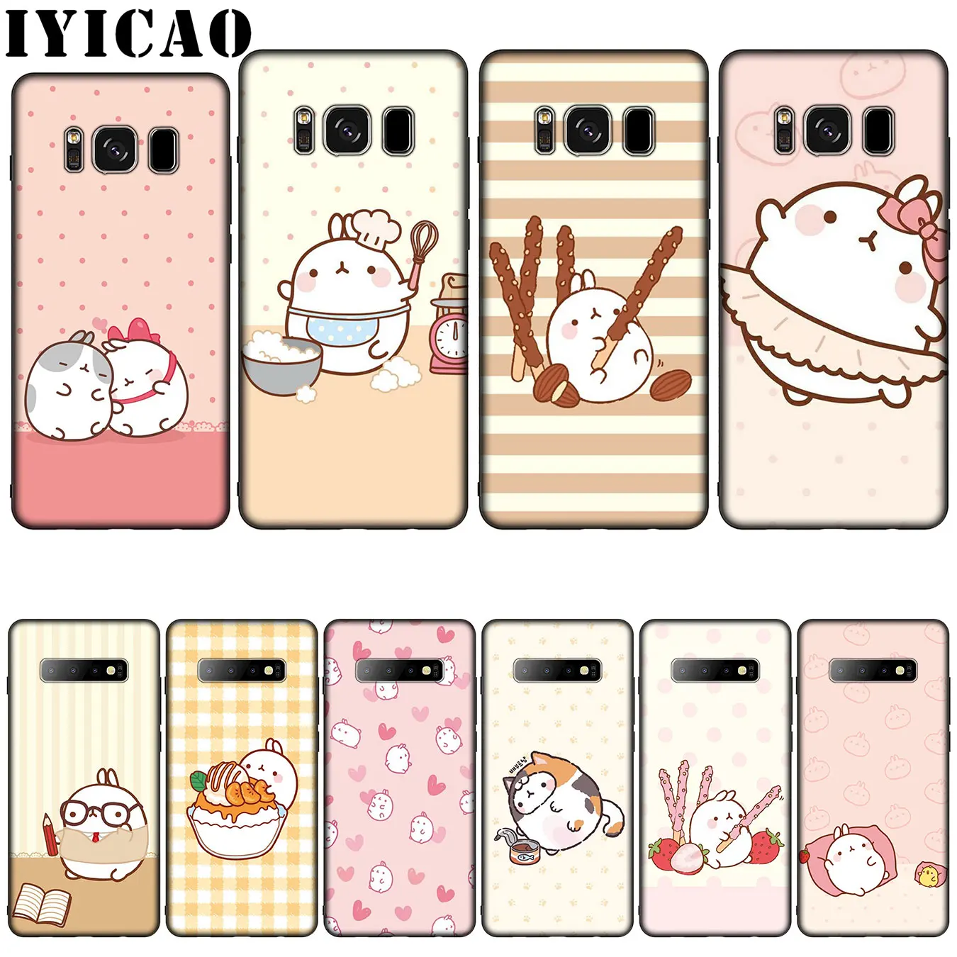 Милый мягкий чехол для телефона Kawaii с картофелем и кроликами Molang Samsung Galaxy S20 S10 S9 S8
