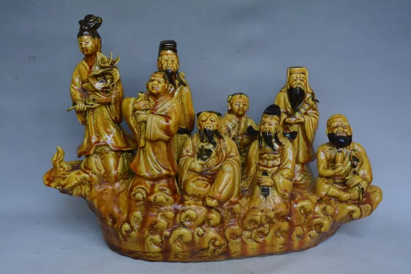 Rare Old Chinese procelain Yellow glaze Statue, 8 Fairy,best collection adornment, free shipping
Rare Old Chinese procelain Yellow glaze Statue, 8 Fairy,best collection adornment, free shipping