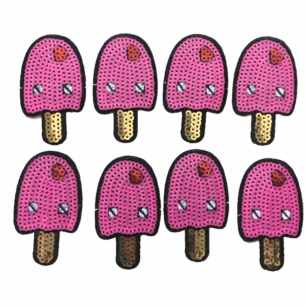 10 Pieces/lot New Arrival Pink Ice Cream Patches Iron on Sequined Patches DIY Sewing Accessory Cartoon Popsicle Applique Sticker
10 Pieces/lot New Arrival Pink Ice Cream Patches Iron on Sequined Patches DIY Sewing Accessory Cartoon Popsicle Applique Sticker