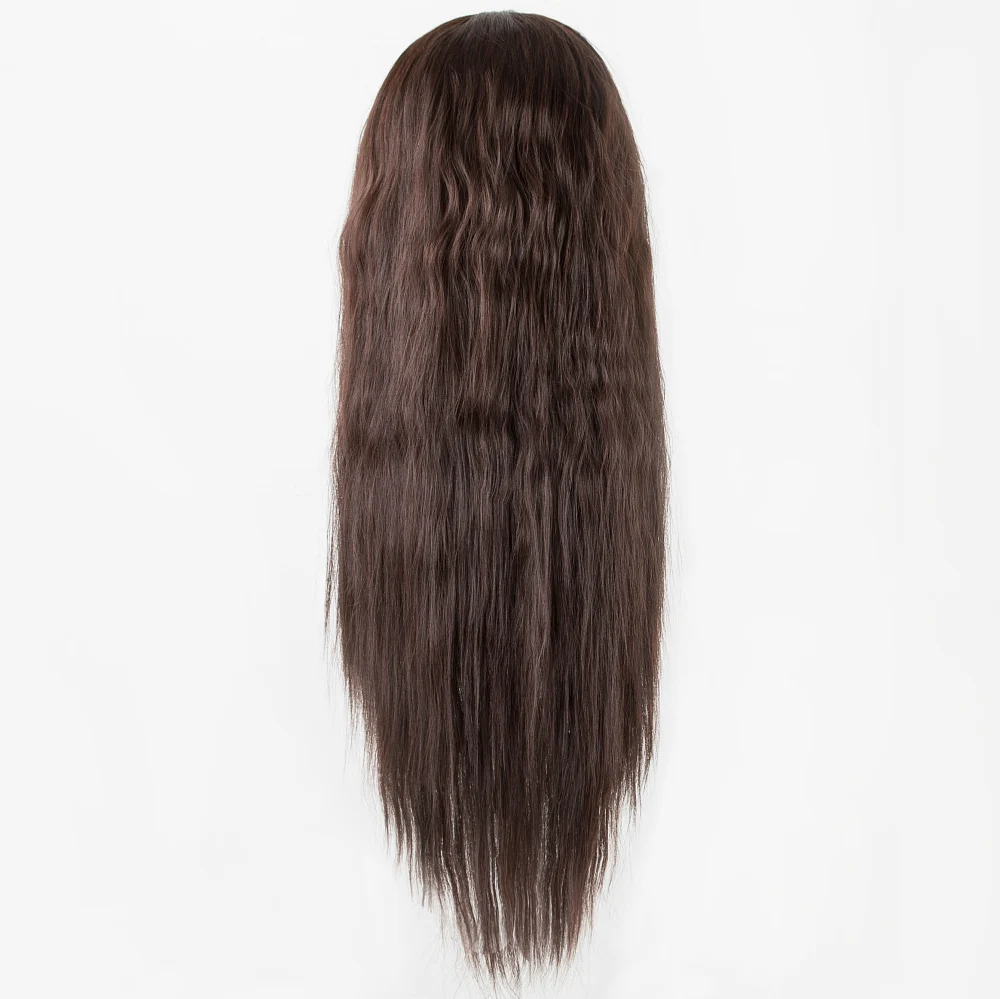 Fei-Show Synthetic Heat Resistant Fiber Long Kinky Straight Fluffy Inclined Bangs Dark Brown Hair Costume Cos-play Wigs | Шиньоны и