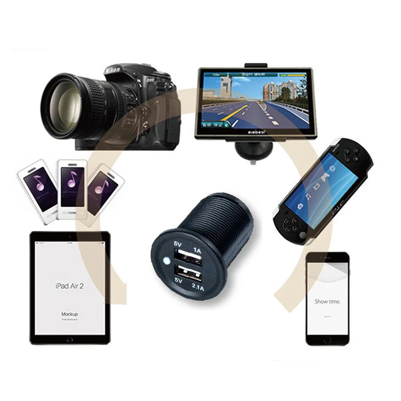 12-24V Dual USB Автомобильное зарядное устройство адаптер питания 2.1A панель для
