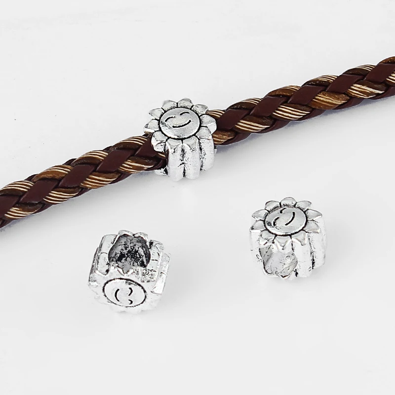 10pcs Sunflower Slider Beads Spacer For 6mm Round Leather Cord Bracelet Necklace DIY Jewelry Making Accessories
10pcs Sunflower Slider Beads Spacer For 6mm Round Leather Cord Bracelet Necklace DIY Jewelry Making Accessories