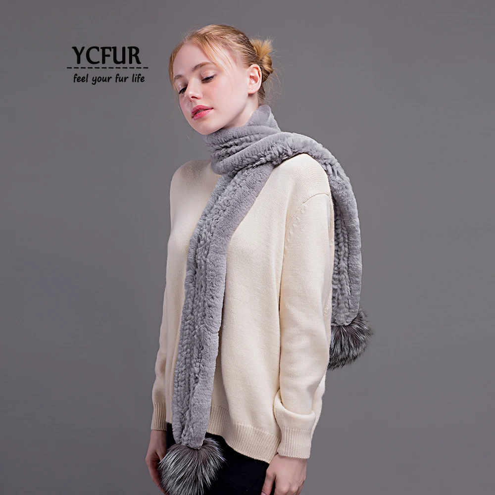YCFUR Women's Scarves Wraps Winter Warm Knit Rex Rabbit Fur Long Scarf with Silver Fox Fur Pompom Scarves Shawls Female
YCFUR Women's Scarves Wraps Winter Warm Knit Rex Rabbit Fur Long Scarf with Silver Fox Fur Pompom Scarves Shawls Female