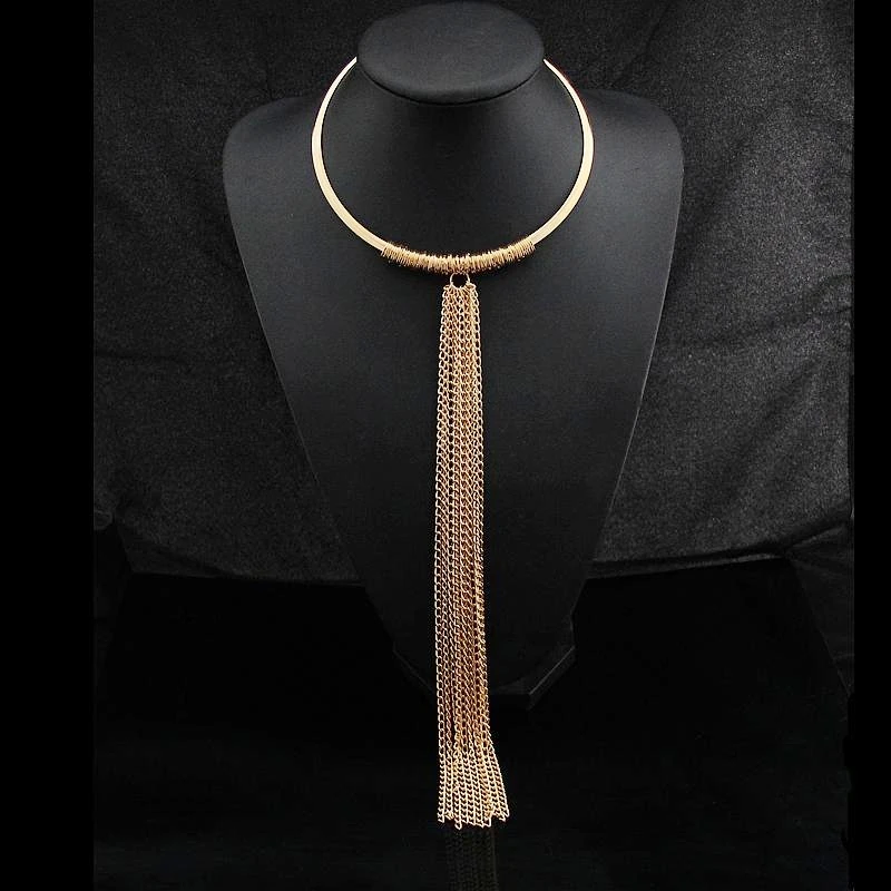 Модный женский чокер CirGen золотого цвета из металла длинная цепочка с кисточками