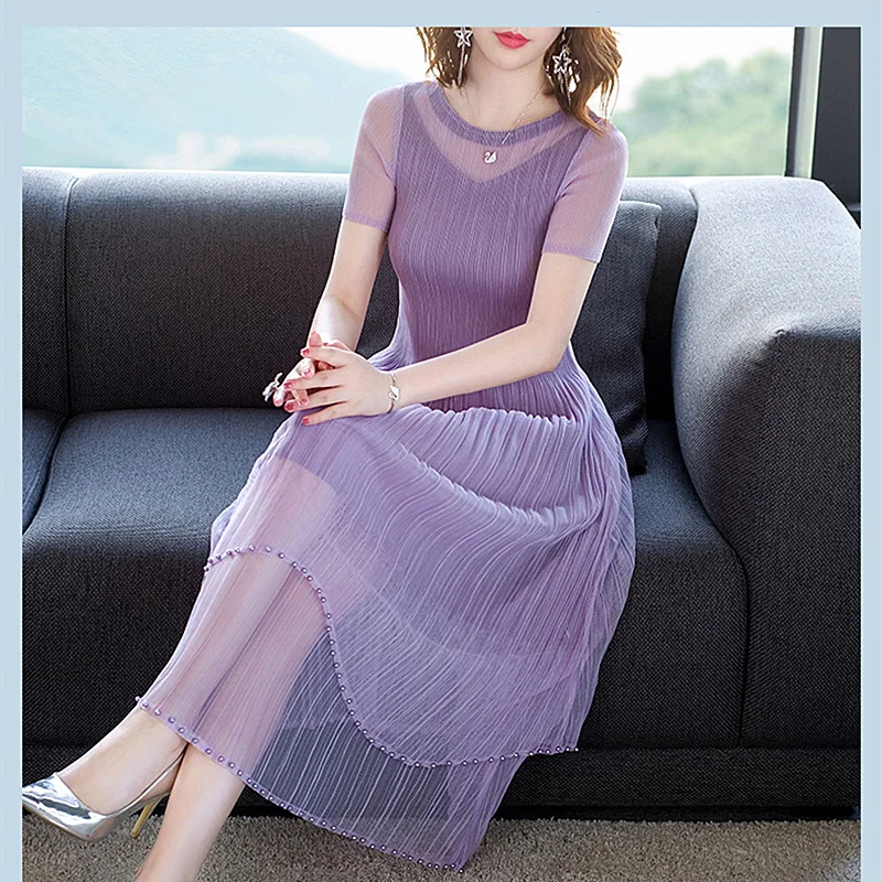 Ladies Dress Female Summer 2019 New Fashion Pleated Lace Long Paragraph Loose Large Size Dress Women's Clothing Round Neck
Ladies Dress Female Summer 2019 New Fashion Pleated Lace Long Paragraph Loose Large Size Dress Women's Clothing Round Neck