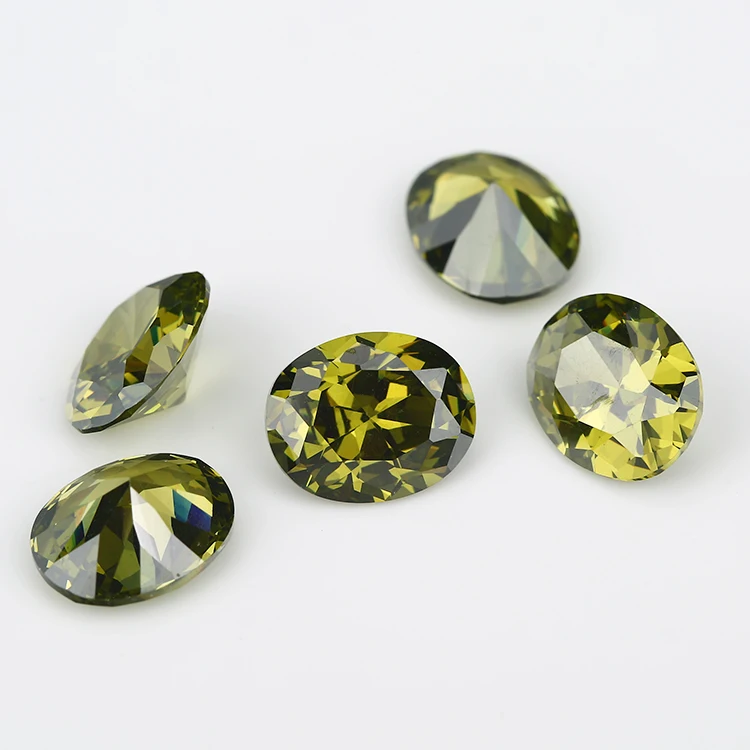 

50PCS 2x3~13x18mm Oval Shape Brilliant Cut AAAAA Olive Green Color Loose Cubic Zirconia Gems CZ Stone For Jewelry Diy