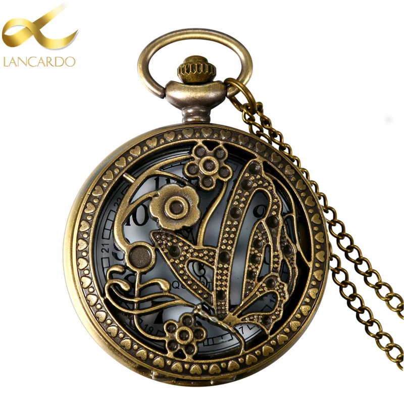 Lancardo Retro Bronze Hollow Butterfly Flower Design Case Quartz Pocket Watch With Chain For Men Women Orologio Uomo
Lancardo Retro Bronze Hollow Butterfly Flower Design Case Quartz Pocket Watch With Chain For Men Women Orologio Uomo