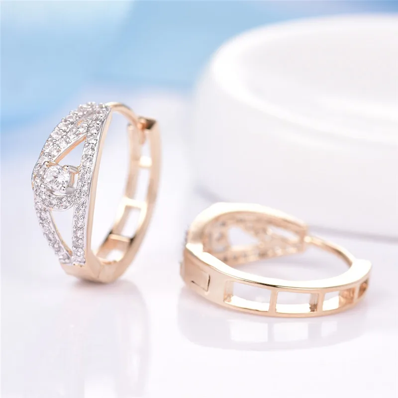 GULICX New Brand Unique Eye Design Hoop Earrings for Women Silver/Gold-color Earring Crystal CZ Zirconia Engagement Jewelry E238 | Украшения