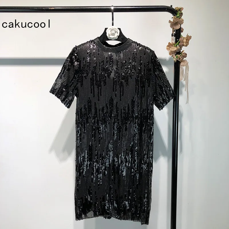 Cakucool полный и пайетками для маленьких девочек футболки с короткими рукавами